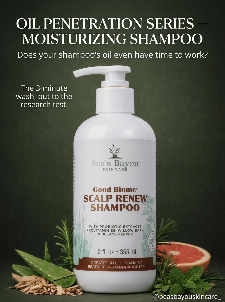 Bea's Bayou YeastDefense Moisturizing Shampoo bottle with argan and flaxseed oil, for flaky, itchy scalp relief