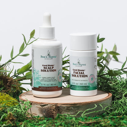 Scalp Relief Solution &amp; Gentle Biome - Friendly Facial Fluid: Prebiotic + AHA + BHA - Bea&