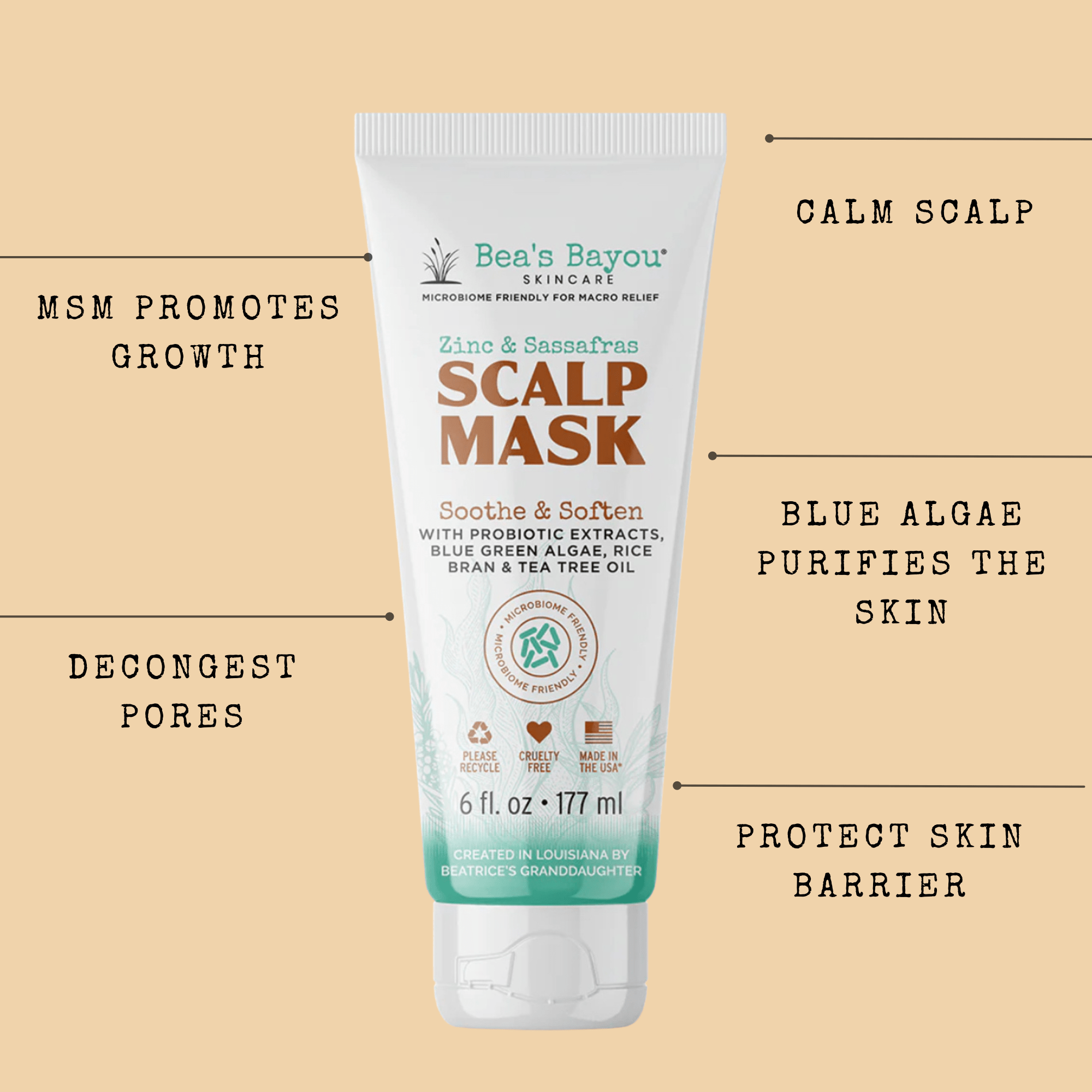 Free Calming Zinc & Algae Scalp Reset Mask for Sensitive, Flaky Skin - Bea's Bayou Skincare